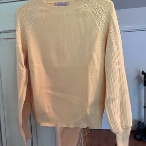 Brand new Philosophy butter yellow Crew Neck Sweater with Cable Knit Sleeves
